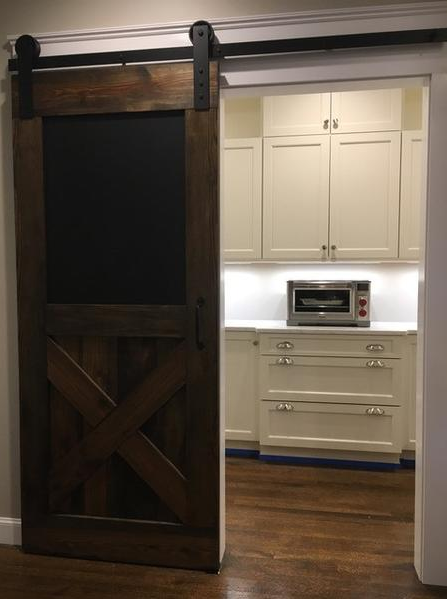 DOORWIN 2021Hot Sale 100% Red Oak Wood Black Board Barn Doorby Doorwin