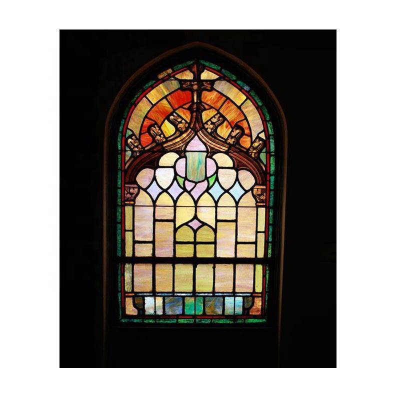 DOORWIN 2021Houston discount hot sale wooden double glazed windows with stained glass