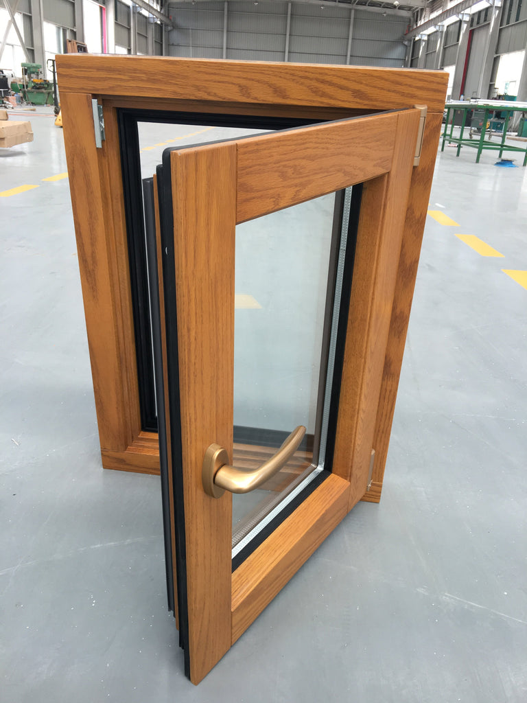 DOORWIN 2021HOT SALE TILT TURN WINDOW OAK WOOD WITH EXTERIOR ALUMINUM CLADDING