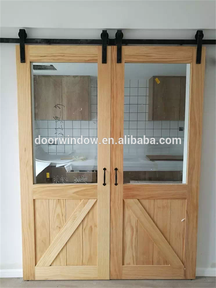 DOORWIN 2021Interior wood partition design glass insert wooden barn door by Doorwin