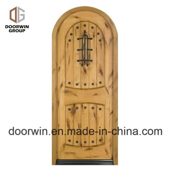 DOORWIN 2021North America Popular Front French Doors Round Top Design with Decorative Wrought Iron Clavos - China Front French Doors, Round Top Design Doors