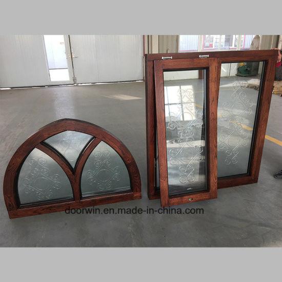 DOORWIN 2021North America Round-Top Solid Red Oak Wood Casement Window with Carved Glass - China Wood Window, Aluminum Window