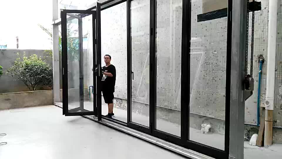 DOORWIN 2021Order from china direct main entrance doors design double glass bi-folding door with low-e coating by Doorwin