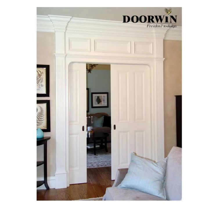 Doorwin 2021Ad solid oak wood pocket sliding door for closet/pantry/bed rooms