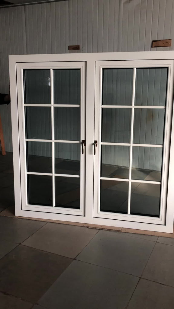 Doorwin 2021Samples Free clear view double glazed white solid wooden large French Casement Windows