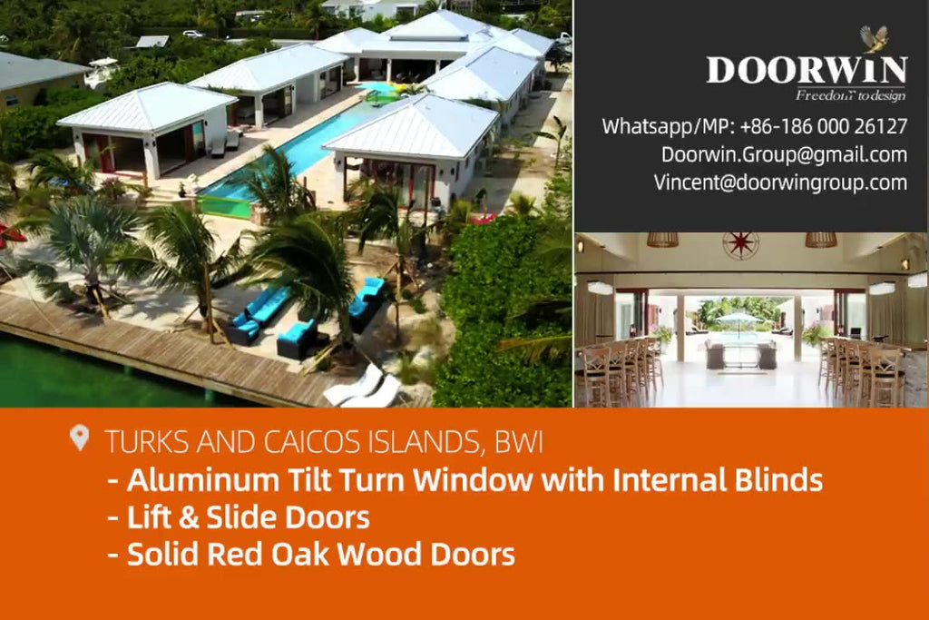 Doorwin 2021factory sale 4 panels exterior Oak Wood Aluminum-clad Heavy Duty Germany hardware system double glass Lift Sliding Door