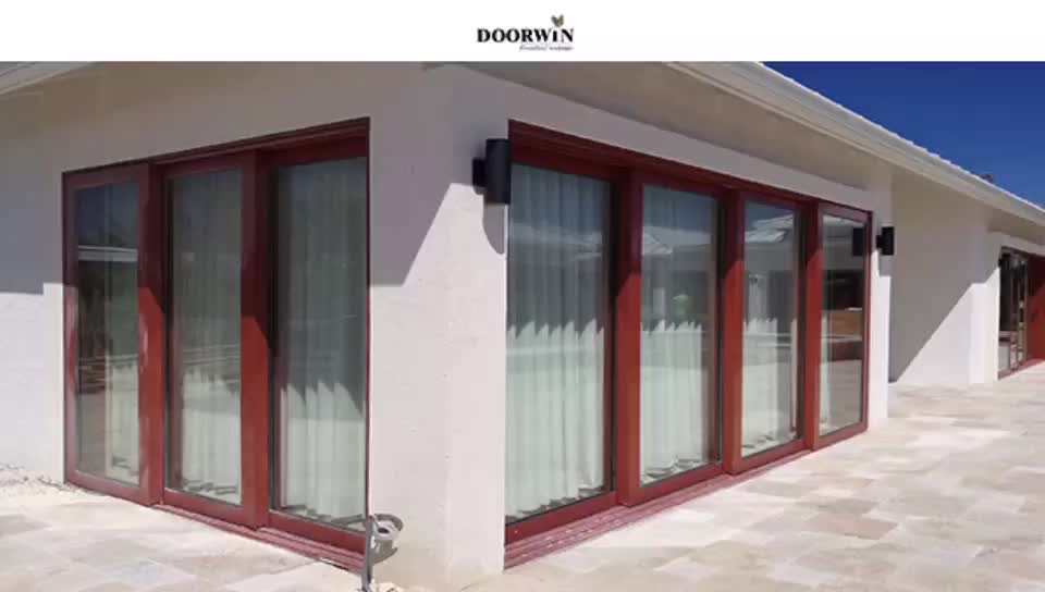 Doorwin 202115 Lead Days triple glaze NFRC solid wood exterior Sliding door with wheels