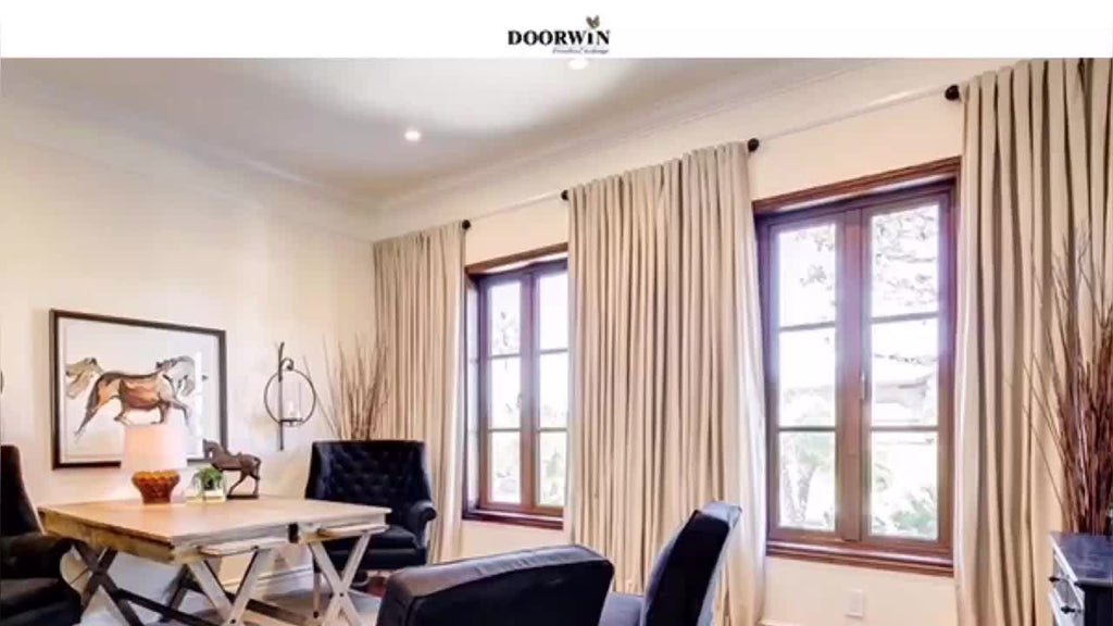 Doorwin 2021outward opening modern design french wooden french window uk polygon hinge wood 3 pane casement windows