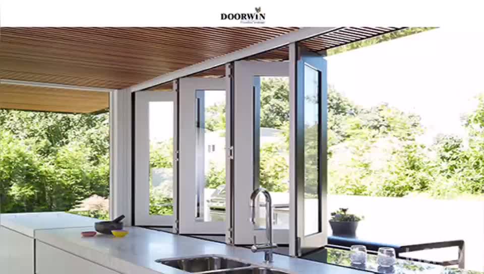 Doorwin 2021Door Manufacturer modern German hardware Double Glass waterproof Aluminum folding Door