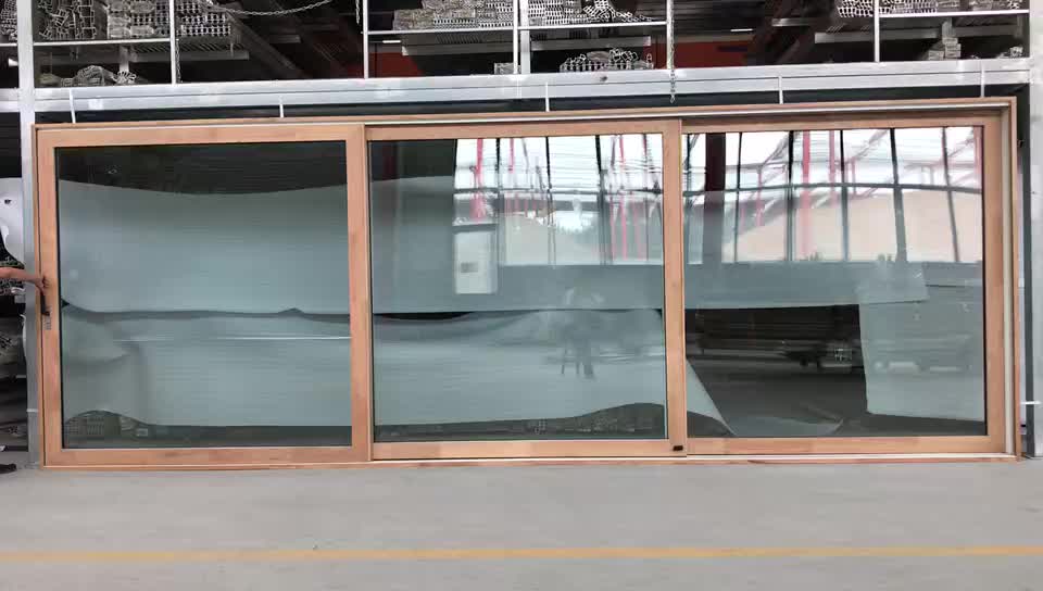 Doorwin 2021oak wooden 2 panel sliding glass doors with built in blinds