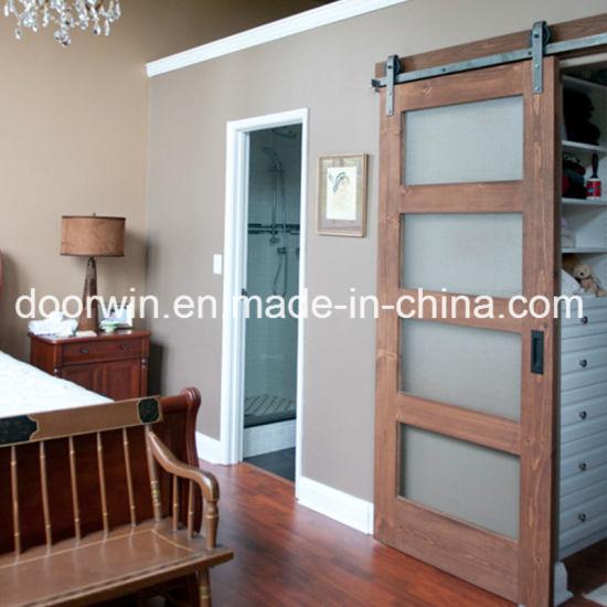 DOORWIN 2021Oak/Pine Wood Frosted Glass Barn Door Interior Door Sliding Entry Door for Villa - China Sliding Barn Door, Double 4 Glass Panels Door