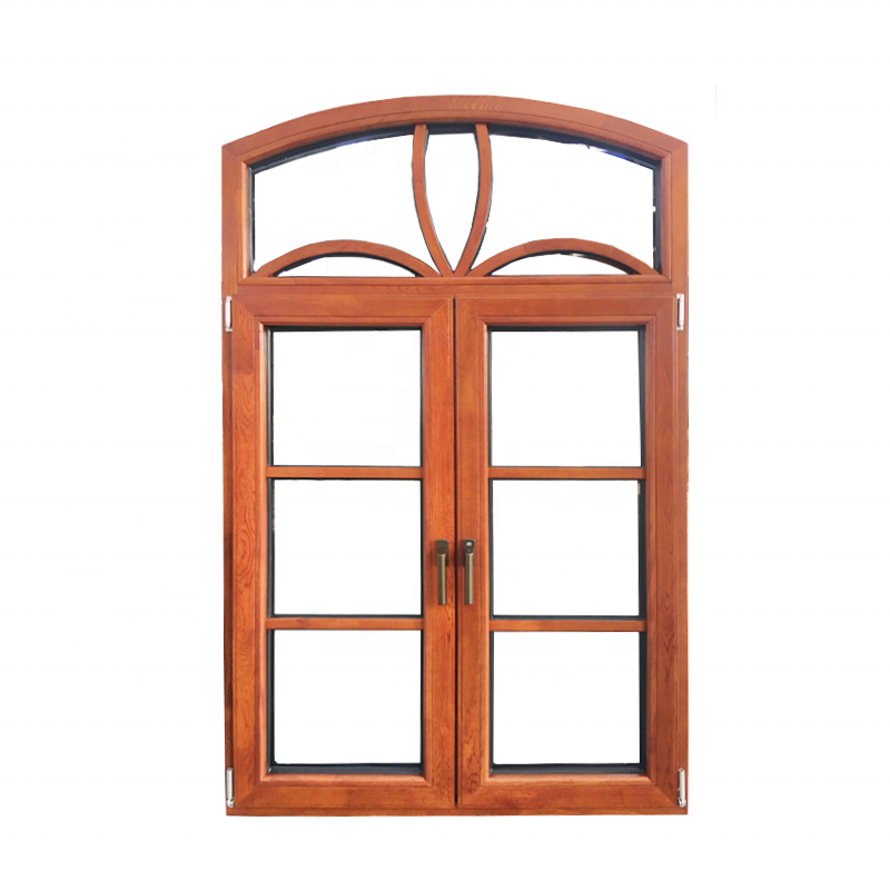 DOORWIN 2021Oak wood specialty shape window with exterior aluminum by Doorwin