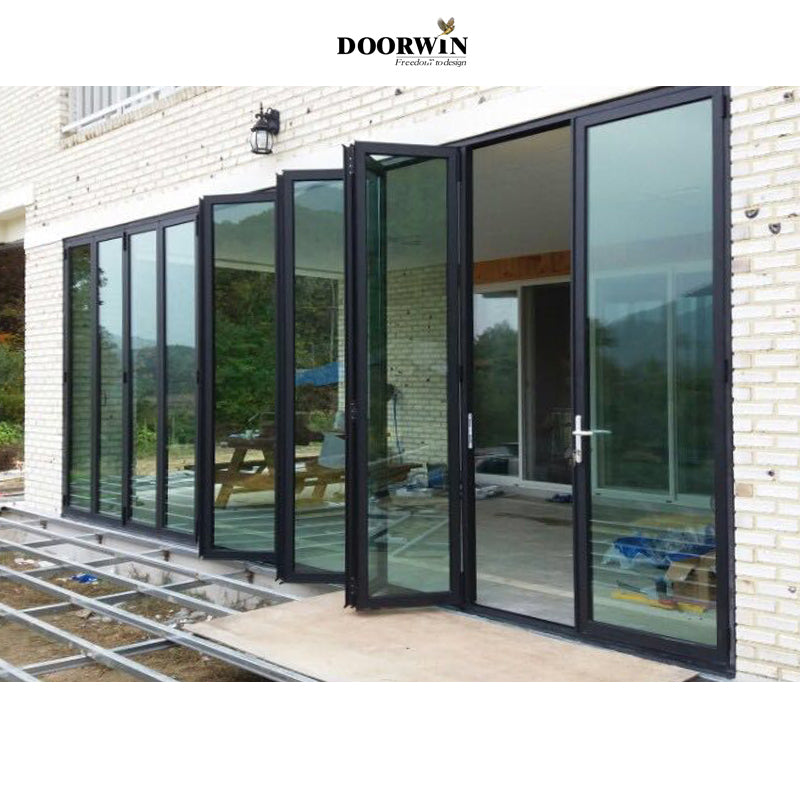 Doorwin 2021Folding patio doors open style bi fold door mosquito screen bi folding glass aluminum door