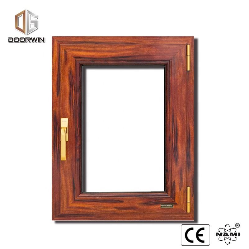 DOORWIN 2021Princeton hot sale wood grain tempered glass aluminium tilt & turn window with built in shuttersby Doorwin