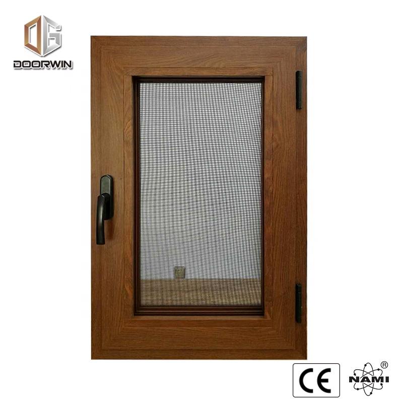 DOORWIN 2021Princeton hot sale wood grain tempered glass aluminium tilt & turn window with built in shuttersby Doorwin