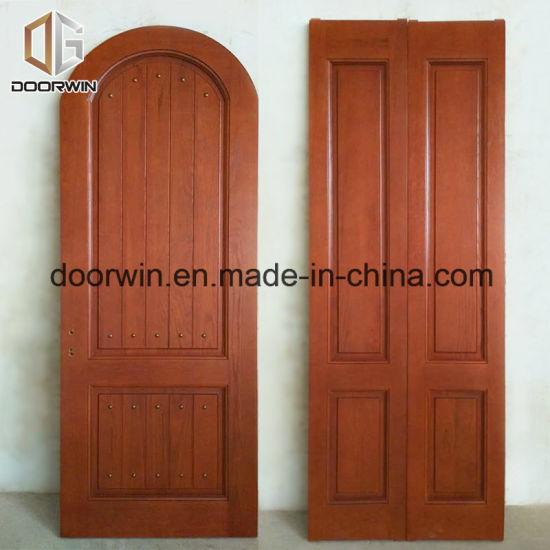 DOORWIN 2021Red Oak Wood Arched Top Front Entrance Door with Copper Nail - China Sliidng Interior Door, Two- Fixed Casement Doors