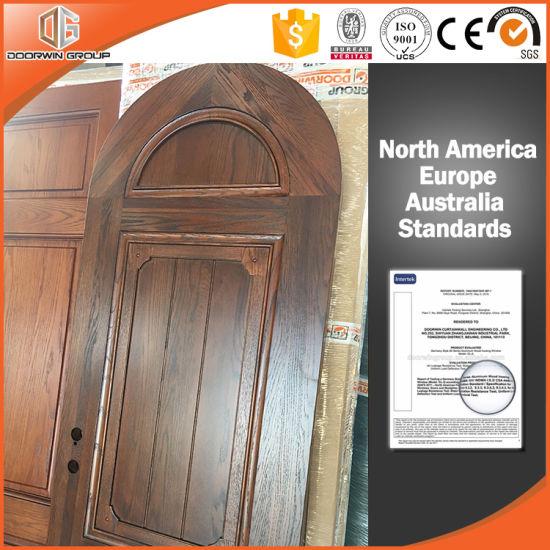 DOORWIN 2021Round-Top Solid Red Oak Wood French Door for California Villa - China Wooden Door, Interior Door