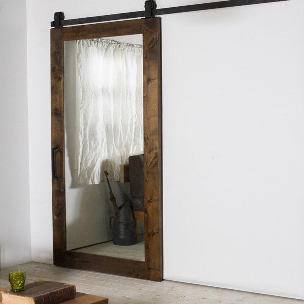 DOORWIN 2021Rustic Style Finished Mirror Sliding Barn Doors by Doorwin