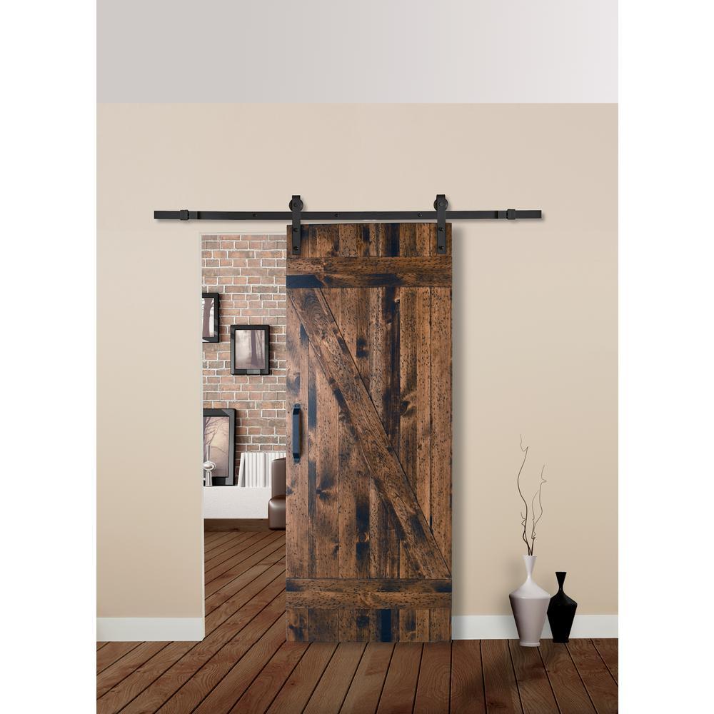 DOORWIN 2021Rustic Z Plank Solid Cherry Wood Storeroom Barn Door by Doorwin