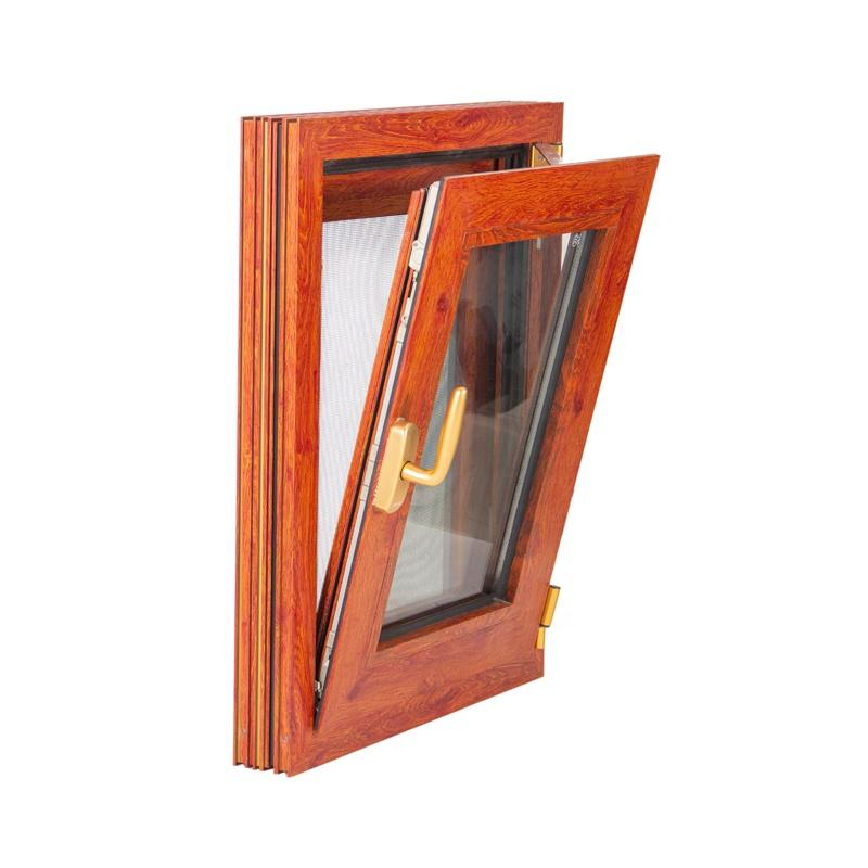 DOORWIN 2021San Francisco inexpensive wood grain tempered glass aluminium tilt up window with built in shuttersby Doorwin