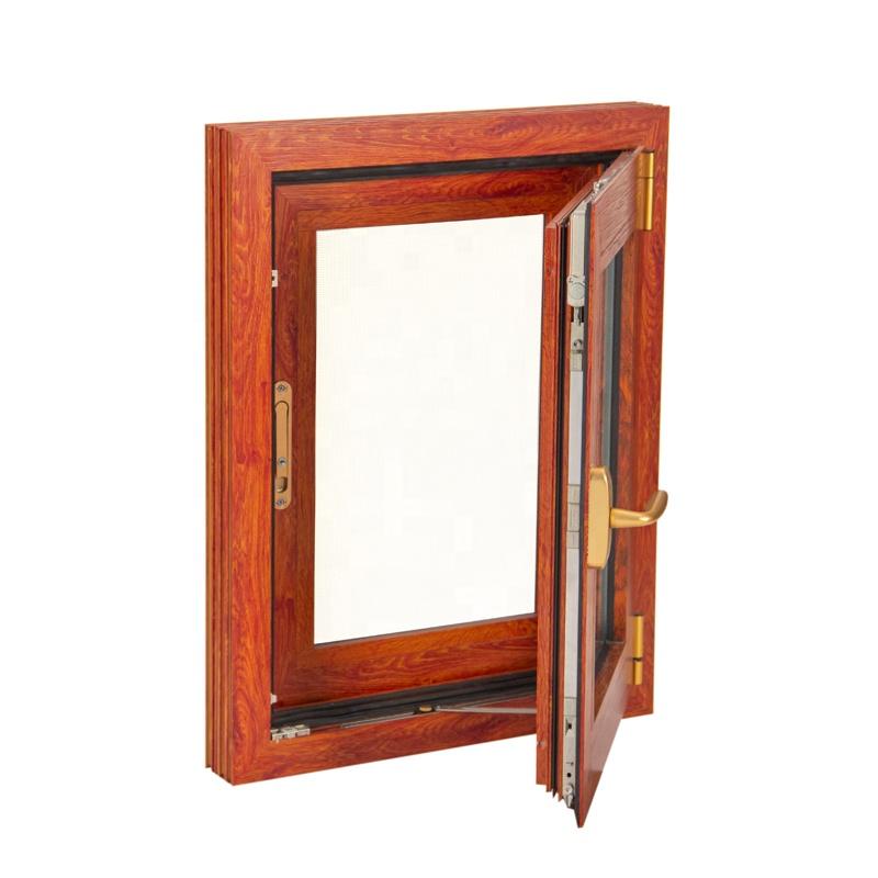 DOORWIN 2021San Francisco inexpensive wood grain tempered glass aluminium tilt up window with built in shuttersby Doorwin