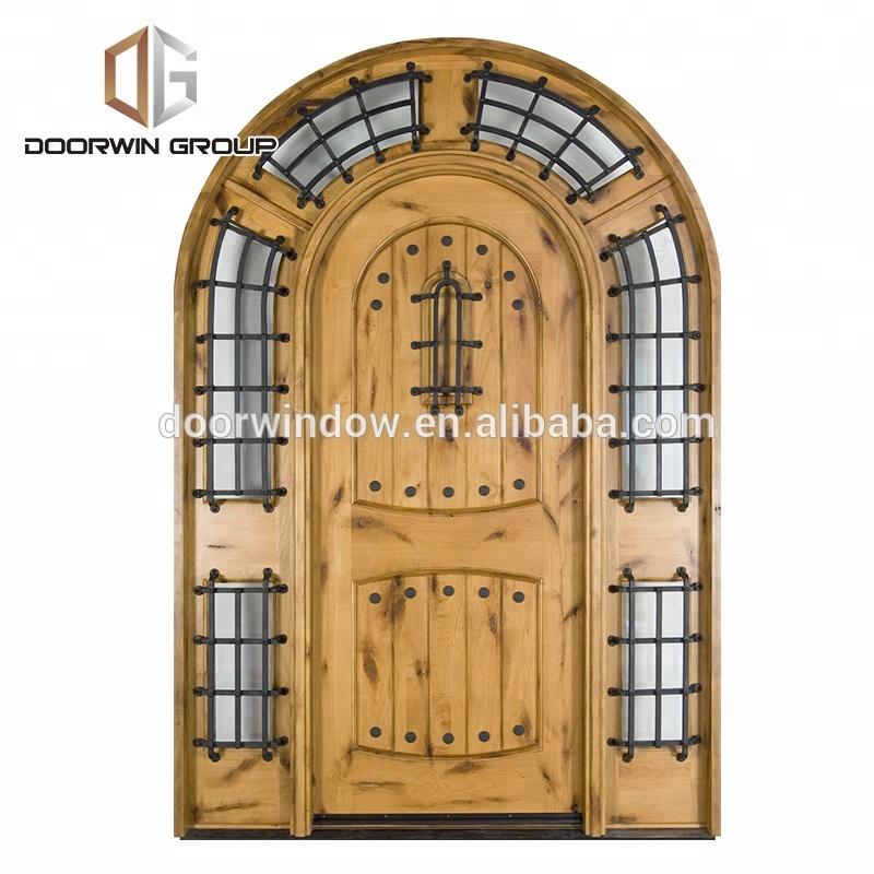 DOORWIN 2021Solid pine wood top glass panels door main gate designs in wood with grilles by Doorwin
