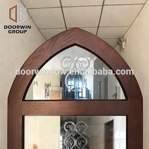 DOORWIN 2021Solid wood front door with top glass and grilles design entry door for home by Doorwin