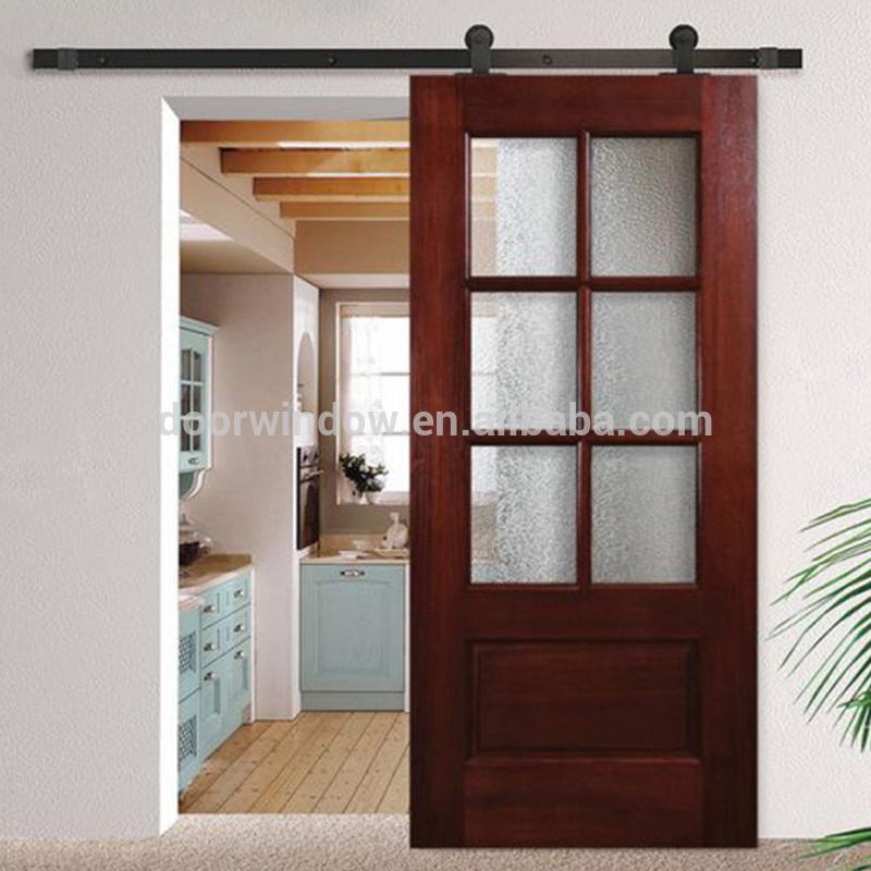 DOORWIN 2021Surface stained oak wood main door designs barn door with fully tempered glass by Doorwin