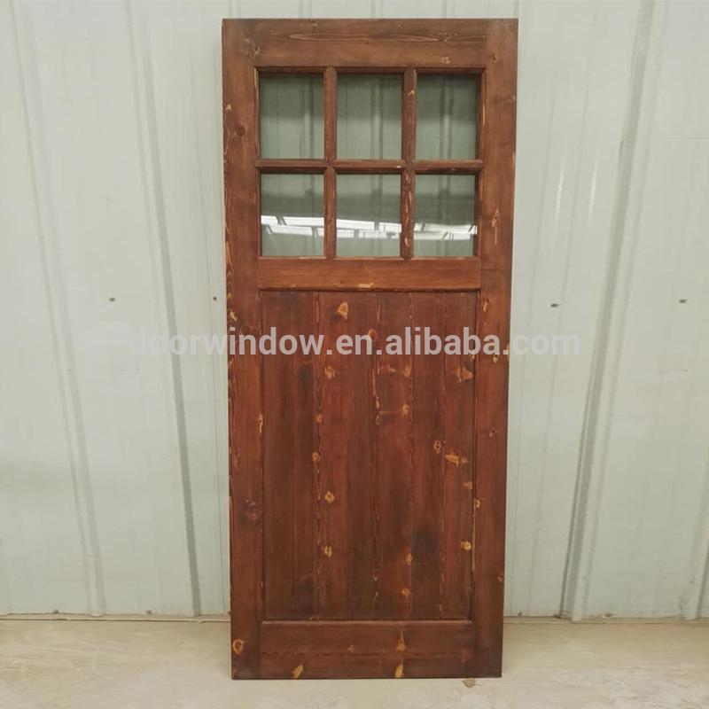 DOORWIN 2021Surface stained oak wood main door designs barn door with fully tempered glass by Doorwin
