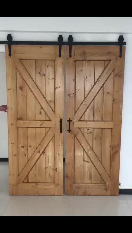 DOORWIN 2021Modern interior doors sliding closet doors wood color double K type barn door by Doorwin