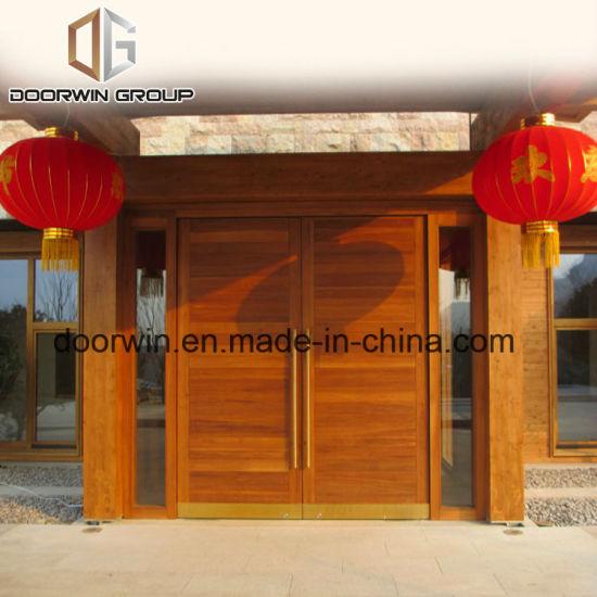 DOORWIN 2021Two Sash Vertical Staved Entry Door of Burma Teak - China Double Swing Door for Commercial, Double Tempered Glass Door