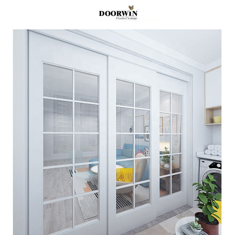 Doorwin 2021Doorwin wholesale Chin manufacturer solid wood exterior glass sliding door with grill design