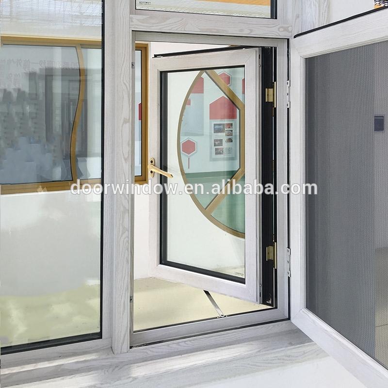 DOORWIN 2021Wood grain Out swing Thermal Break Aluminum 24 x 48 casement window with Security Screen by Doorwin