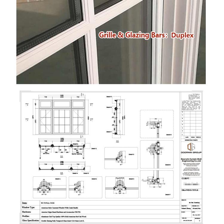 DOORWIN 2021crank open window white color with fixed window grilles