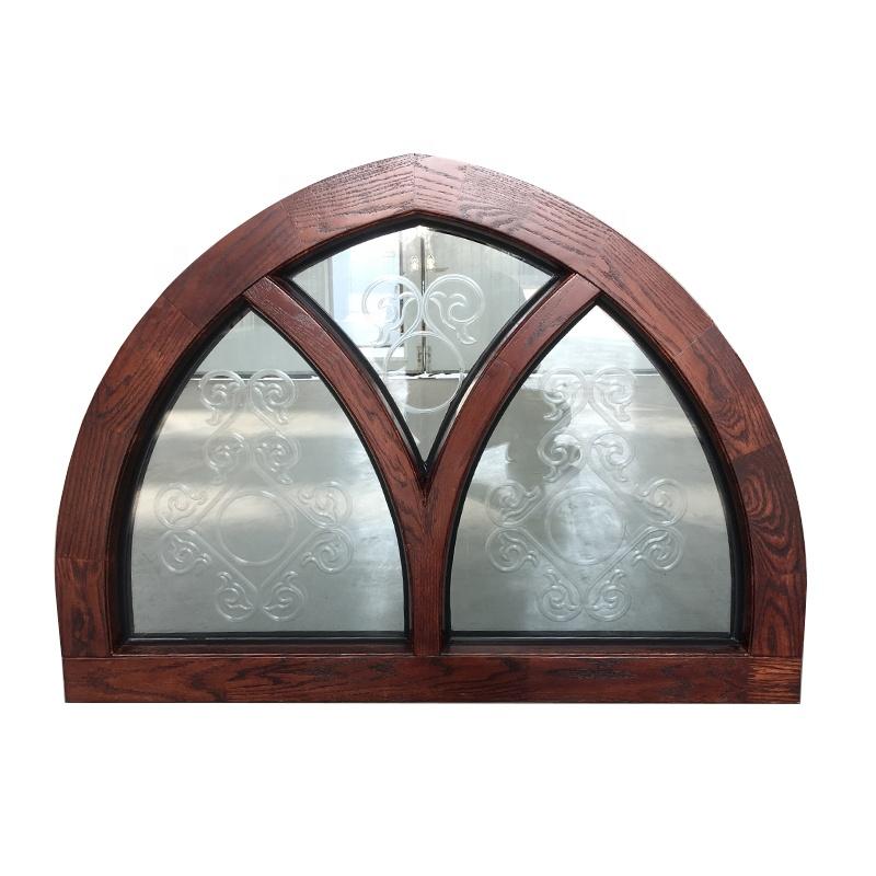 DOORWIN 2021fixed round American oak wood double pane glass window