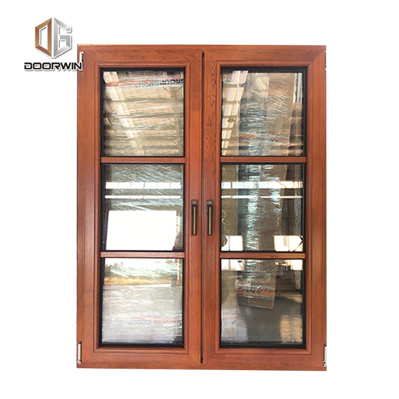 DOORWIN 2021thermal break aluminum french window with red oak wood cladding from inside