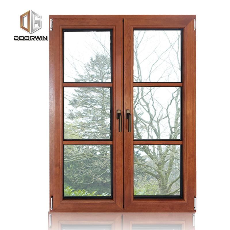 DOORWIN 2021thermal break aluminum french window with red oak wood cladding from inside