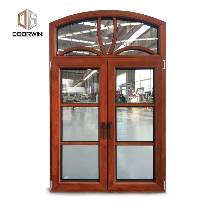 DOORWIN 2021thermal break aluminum french window with red oak wood cladding from inside