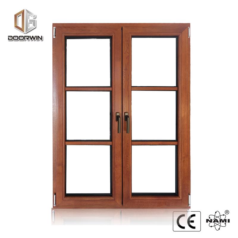 DOORWIN 2021thermal break aluminum french window with red oak wood cladding from inside