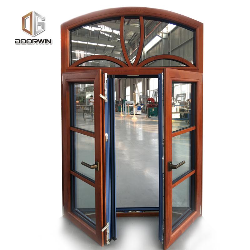 DOORWIN 2021thermal break aluminum french window with red oak wood cladding from inside