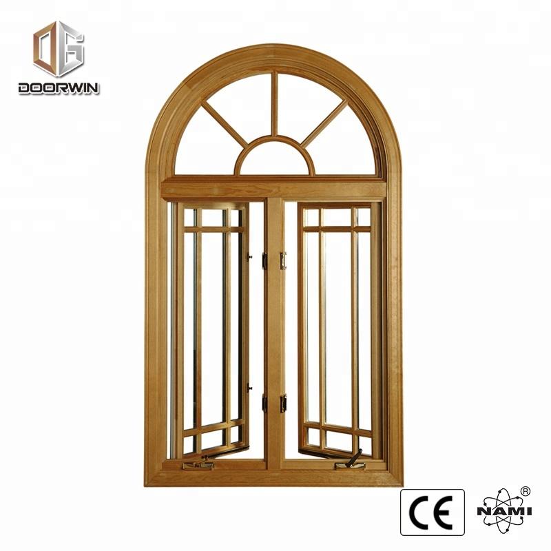DOORWIN 2021soundproof arch and picture double glazing aluminum clad timber round open hand crank window by Doorwin on Alibaba