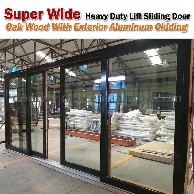 DOORWIN 2021wood aluminum frame balcony commercial automatic sliding glass doors by Doorwin on Alibaba
